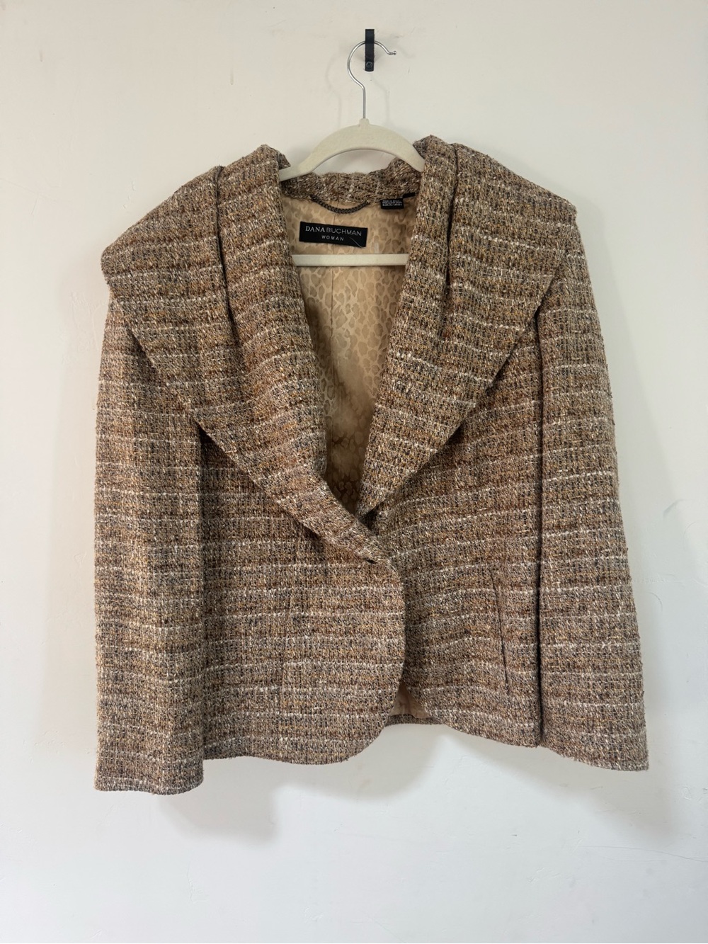 Dana Buchman Taupe & Cream Tweed Blazer